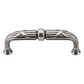 Top Knobs [M935] Die Cast Zinc Cabinet Pull Handle - Ribbon & Reed Series - Standard Size - Pewter Antique Finish - 3 3/4" C/C - 4 5/16" L