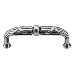 Top Knobs [M935] Die Cast Zinc Cabinet Pull Handle - Ribbon &amp; Reed Series - Standard Size - Pewter Antique Finish - 3 3/4&quot; C/C - 4 5/16&quot; L