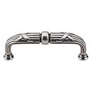 Top Knobs [M935] Die Cast Zinc Cabinet Pull Handle - Ribbon & Reed Series - Standard Size - Pewter Antique Finish - 3 3/4" C/C - 4 5/16" L