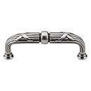 Top Knobs [M935] Die Cast Zinc Cabinet Pull Handle - Ribbon &amp; Reed Series - Standard Size - Pewter Antique Finish - 3 3/4&quot; C/C - 4 5/16&quot; L