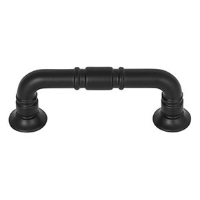 Top Knobs [TK1001BLK] Die Cast Zinc Cabinet Pull Handle - Kent Series - Standard Size - Flat Black Finish - 3" C/C - 3 3/4" L