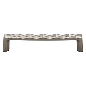 Top Knobs [TK562AG] Die Cast Zinc Cabinet Pull Handle - Quilted Series - Oversized - Ash Gray Finish - 5 1/16" C/C - 5 1/2" L