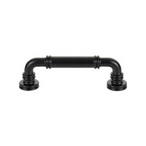 Top Knobs [TK3141BLK] Die Cast Zinc Cabinet Pull Handle - Cranford Series - Standard Size - Flat Black Finish - 3 3/4" C/C - 4 11/16" L