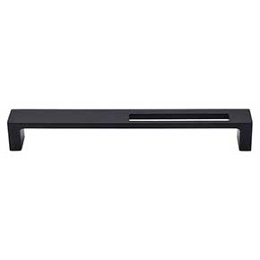Top Knobs [TK267BLK] Die Cast Zinc Cabinet Pull Handle - Modern Metro Slot Series - Oversized - Flat Black Finish - 7" C/C - 7 3/8" L
