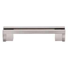 Top Knobs [TK55BSN] Die Cast Zinc Cabinet Pull Handle - Flat Rail Series - Standard Size - Brushed Satin Nickel Finish - 3 1/2" C/C - 4 1/2" L