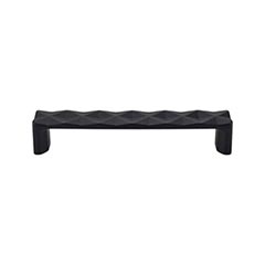Top Knobs [TK562BLK] Die Cast Zinc Cabinet Pull Handle - Quilted Series - Oversized - Flat Black Finish - 5 1/16" C/C - 5 1/2" L