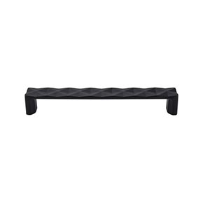 Top Knobs [TK563BLK] Die Cast Zinc Cabinet Pull Handle - Quilted Series - Oversized - Flat Black Finish - 6 5/16" C/C - 6 3/4" L